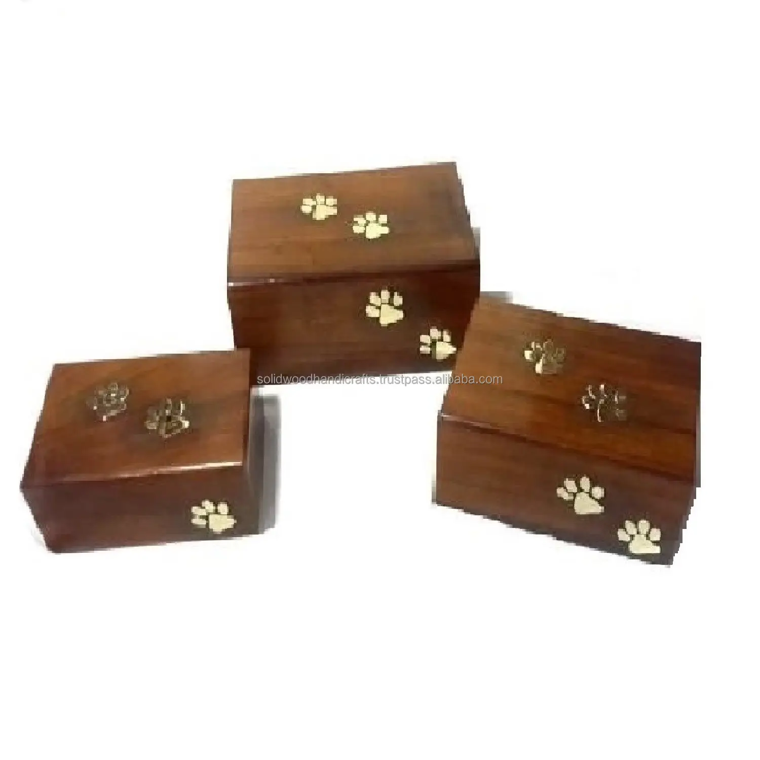 paw print wooden pet cremation urns square shape item
