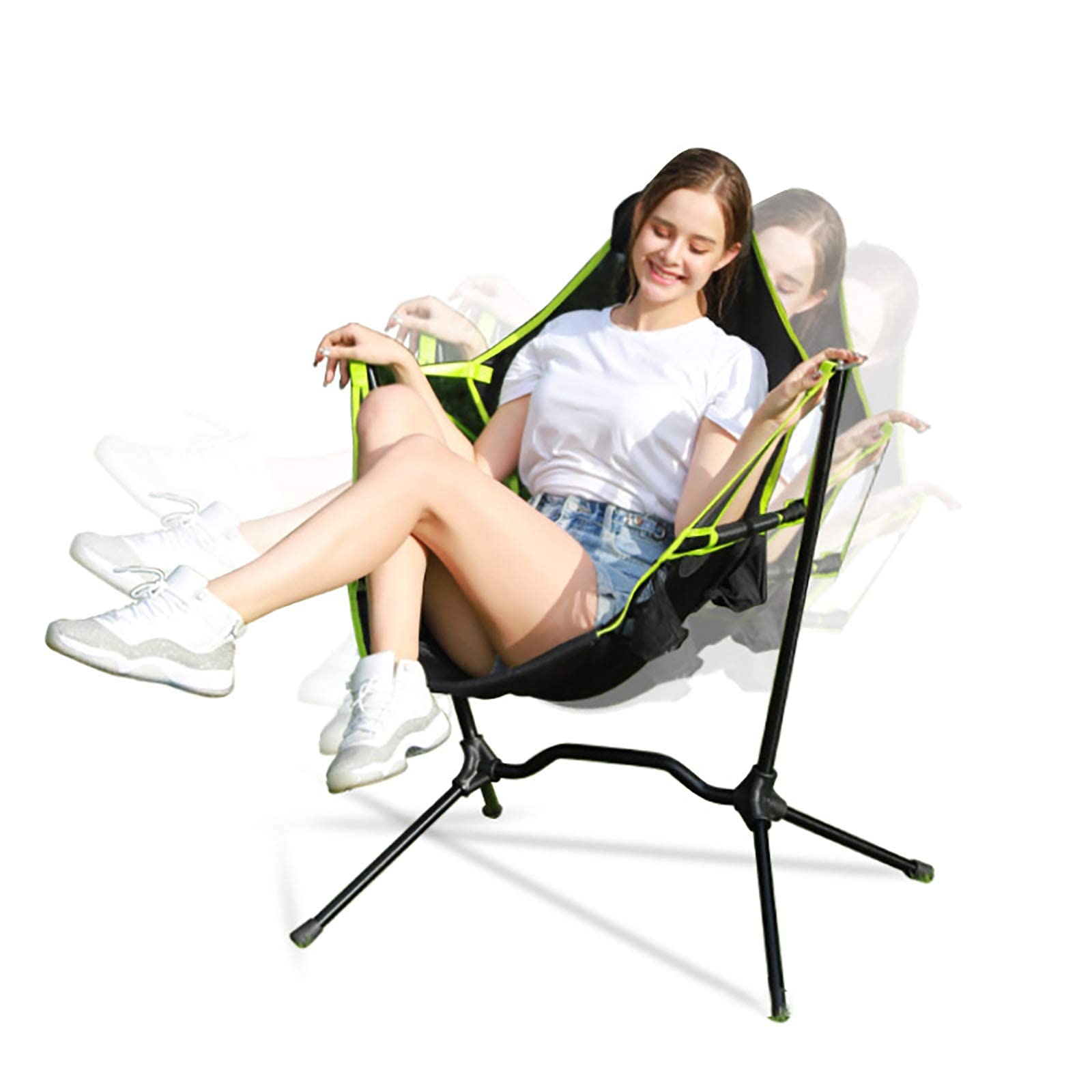 Ultralight Camping Portable Aluminum Folding Rocking Chair Freestyle Rocker Heavy Duty Reclining Bracket Chair