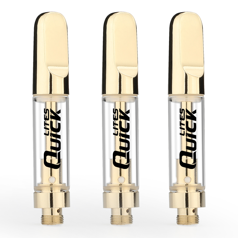 Золотой картридж CBD для масла cbd или густого масла с золотым плоским мундштуком