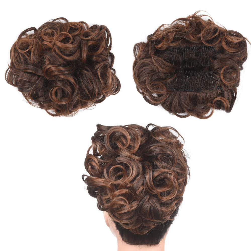 Большой гребень клип в кудрявые синтетические волосы штук шиньон Updo крышка шиньон наращивание волос пучок