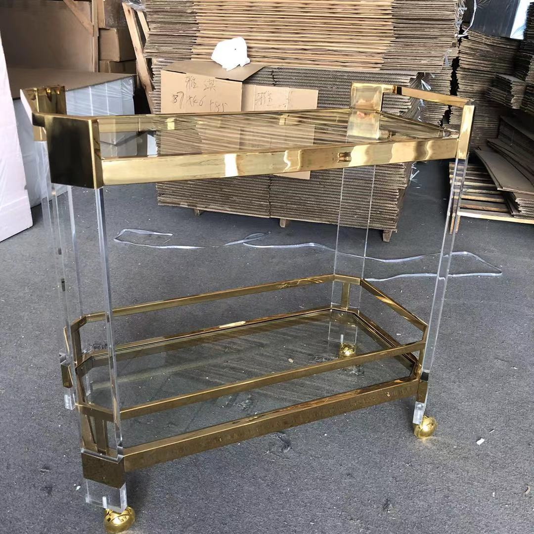 2021 Metal Glass Tea Wine Food Serving Trolley Bar Cart
