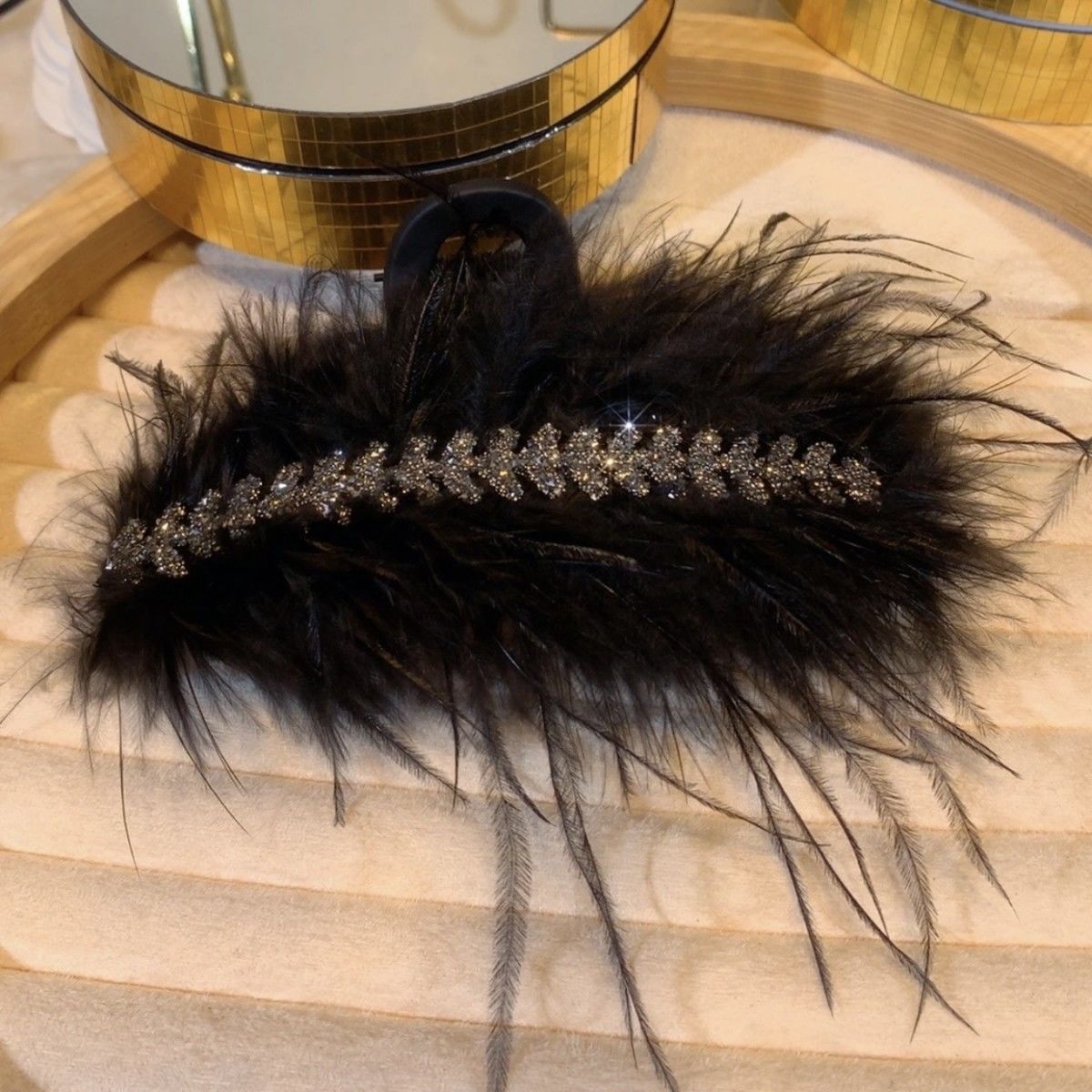 Autumn Winter Female Ostrich Hair Clip 13cm High Sensitivity Back Head Shark Hair Clip Cute Headdress Wheat Ears Girls 5cm