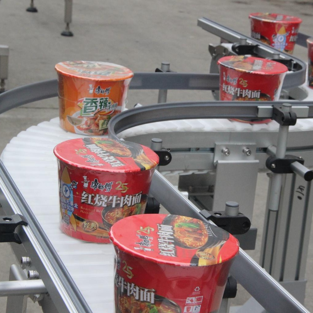Food Grade Aluminum Frame Plastic Flexible Chain Conveyor for Transporting Tray
