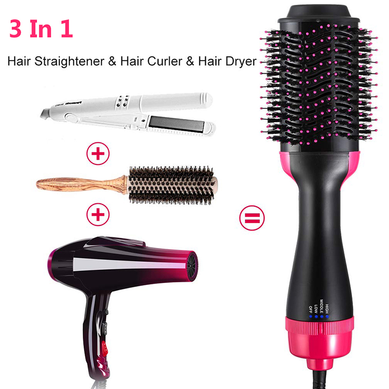 One-Step Hot Air Brush for Straightening Curling Dry Combing Scalp Massage Styling Professional 4 in 1 hair straightener brush