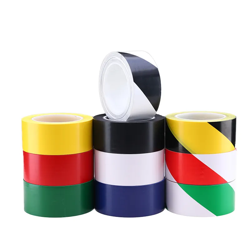 High Performance White-Red Roller Marking Hazard PVC Warning Floor Adhesive Tape