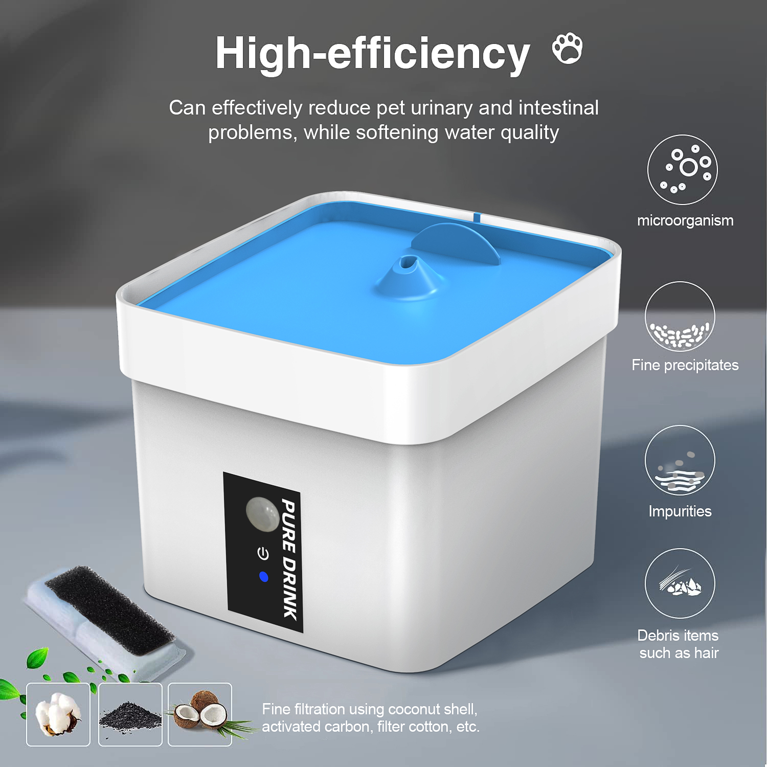 Travel Portable UV Sterilise Pet Water Fountain With Thermal Infrared Sensor Cat Water Dispenser