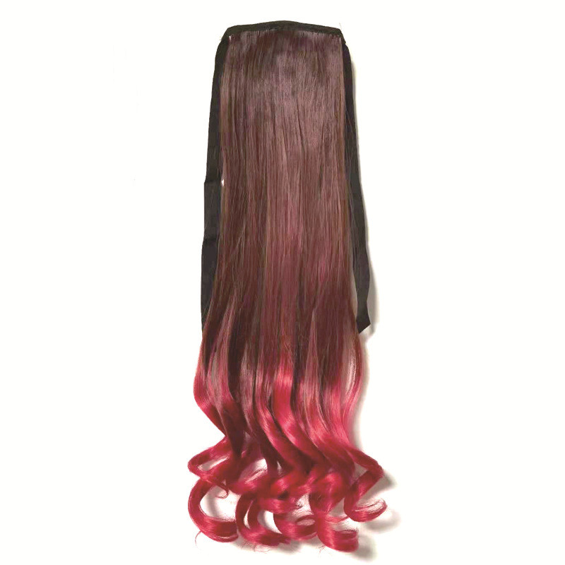 Wholesale Wig Ponytail Pear Flower Curly Hair Band Braided Synthetic Hair Big Wave Gradient Dyed Ponytail Curly Hair