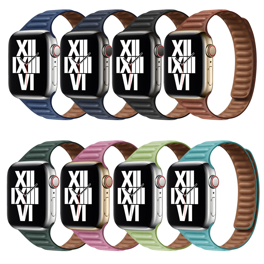 IVANHOE Slim Strap For Apple iWatch Band 44mm 40mm 38mm 42mm Magnetic Loop Bracelet Leather Link Apple Watch Series 6 SE 5 4