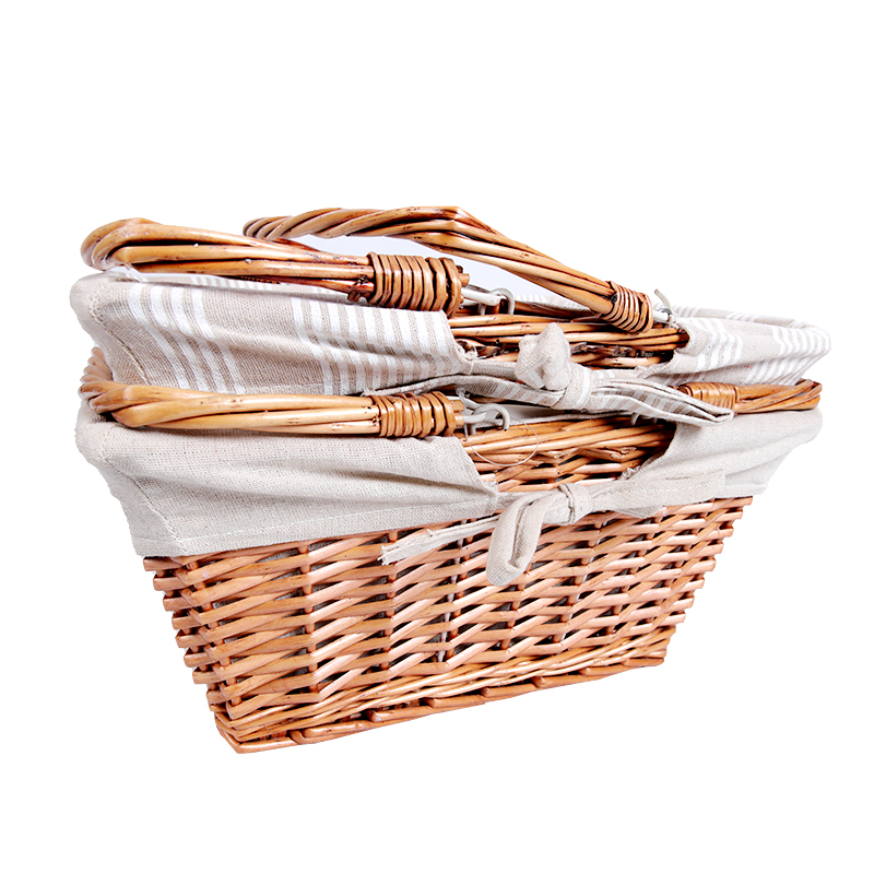 Promotional Willow Bread Willow With Handles Storage Basket With Fabric With Lining