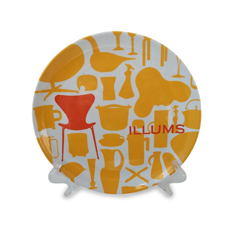 Hot selling melamine plastic restaurant plate cheese dishes customizable plates logo for home