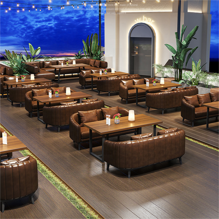 Furniture Restaurant Chair And Tables Restaurant Booth Seating Outdoor Cafe L-shaped Bistro Sofa for coffee shop