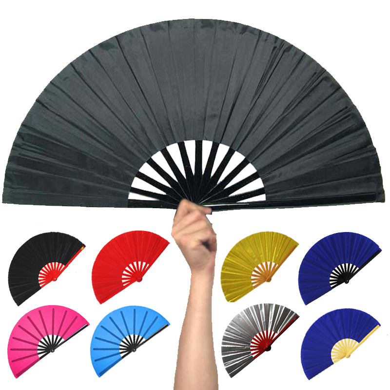 Factory Price Custom Printed Bamboo Plastic Large Promotional Gifts Pure Colors Blank Hand Folding Fans