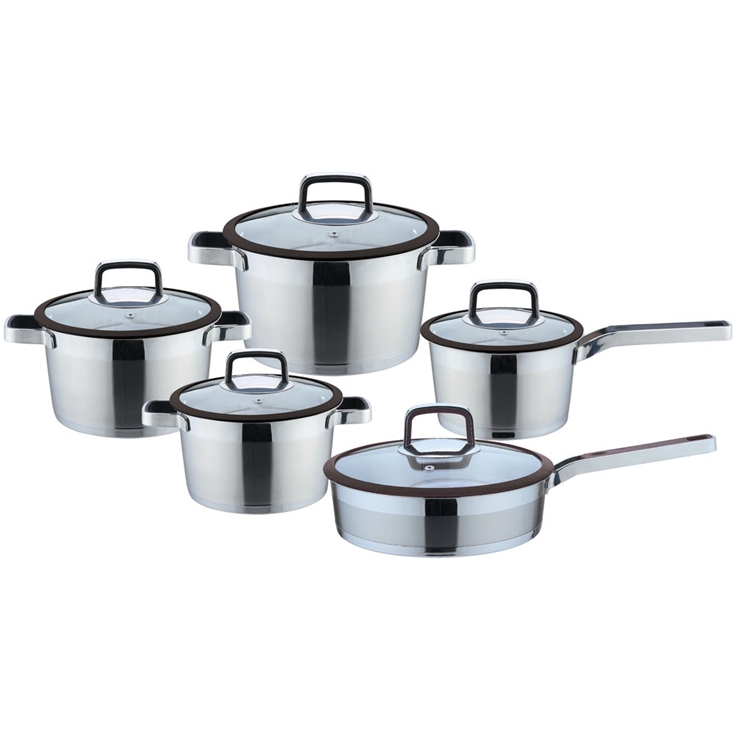 new design silicone glass lid induction stainless steel cooking pot cookware set