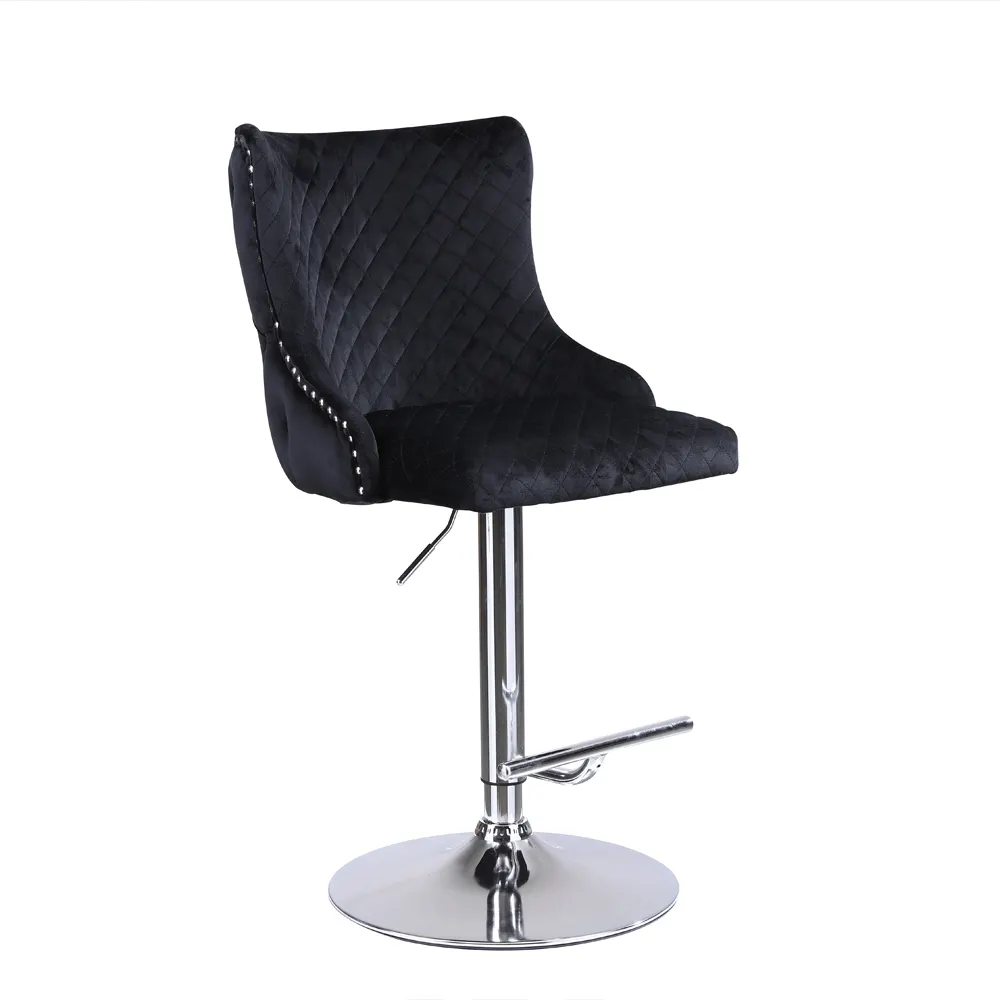 High Quality Luxury Nordic Leisure Velvet Dining Room Height Adjustable Swivel Bar Stools Chairs