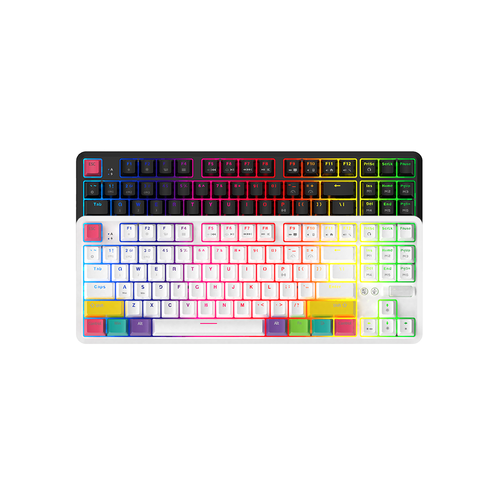 2000 мАч 87 клавиш RGB Беспроводная портативная мини-клавиатура, Двухрежимная игровая механическая клавиатура BT Type C