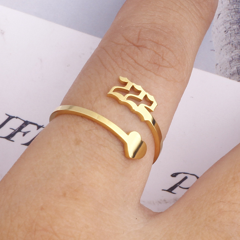 2021 Hot Selling Vintage Adjustable Knuckle Rings Jewelry 18K Gold Plated Stainless Steel Lucky Number Finger Rings women