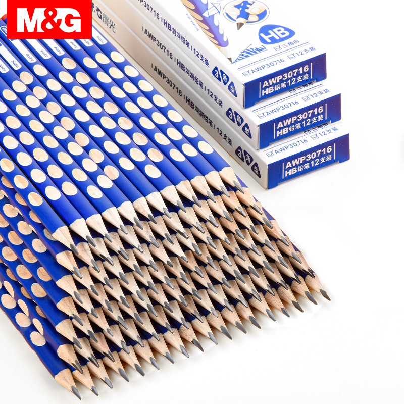 M&G High Quality 7 Inch HB Wooden Black Pencil with Eraser Custom Logo Black Pencil School Office Supplies
