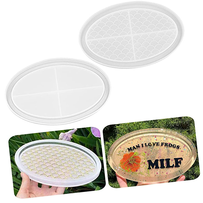 Oval Resin Mold Oval Fish Scales Shape Tray Mold for Resin Jewelry Coaster Storage Box Silicone Resin Craft Mold Home Decoration