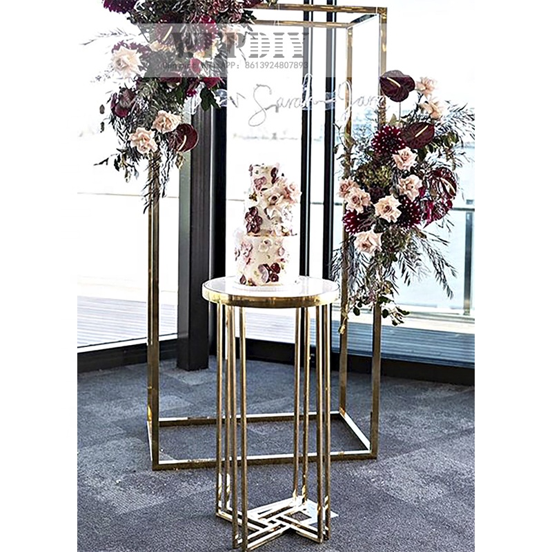 Wedding light luxury stainless steel cake stand indoor living room simple flower few high-end villa hotel floor flower shelf