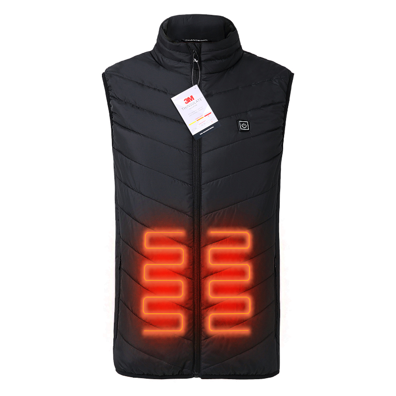 Heated Vest Multi Pockets Autumn Winter Men Warm Hiking Vest for Outdoor Travel