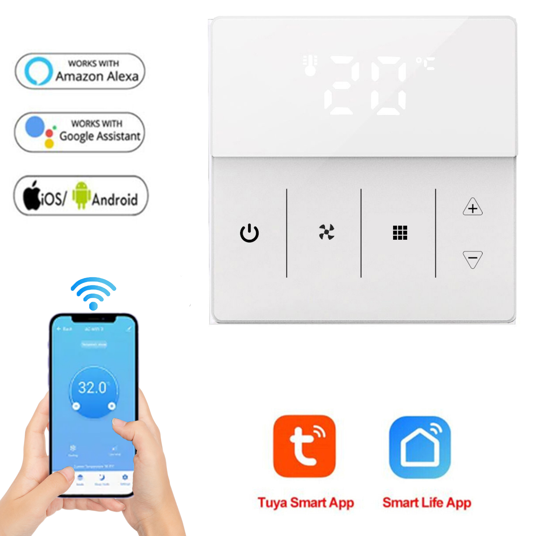 ODM smart central air conditioner programmable Hvac system cool whole room temperature controller wifi 3 fan speed 90-240V Tuya