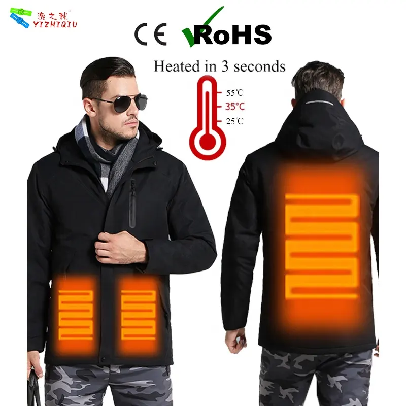 Уличная модная теплая толстовка YIZHIQIU, зимняя ветровка, термокуртки с usb-подогревом для мужчин