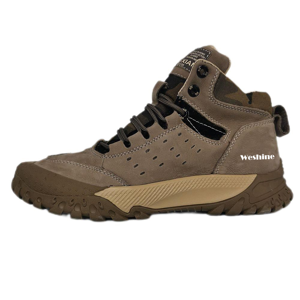 Weshine wholesale men's waterproof hiking shoes leather outdoor shoes buckle fashion oem customize other sneakers for unisex
