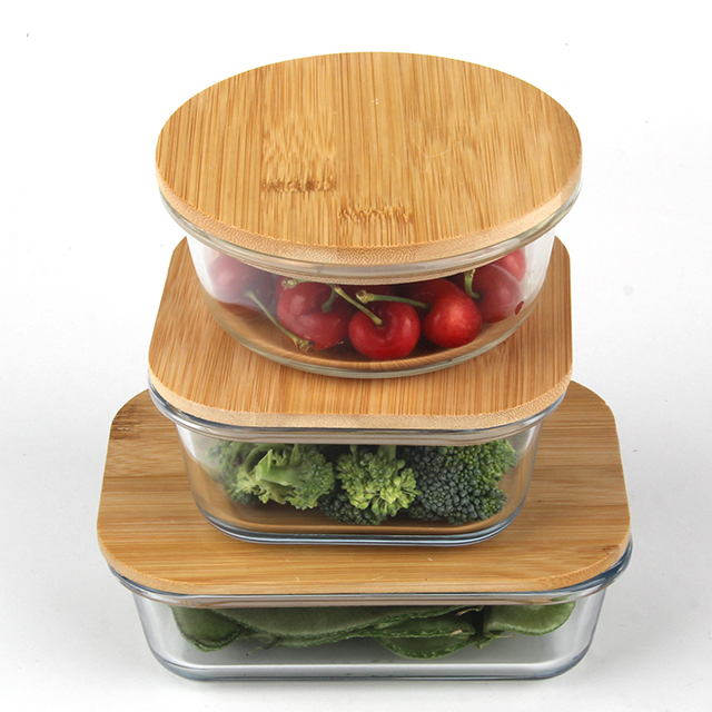 factory outlet storage for glass food container with bamboo lid kitchen appliances