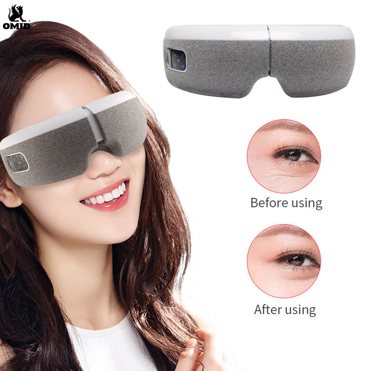 Custom Foldable Cloth Eye Massager Electric Vibrating Air Compression Eye Care Massage Machine with Wireless Voice Control