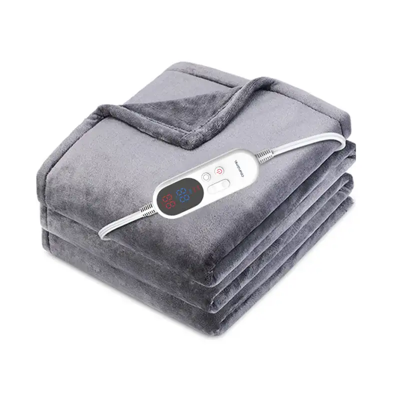 2022 Wholesale Guangdong winter Heated Throw Blankets Uk Queen Size Grey 240V Warm Electric Blanket For winter Bed