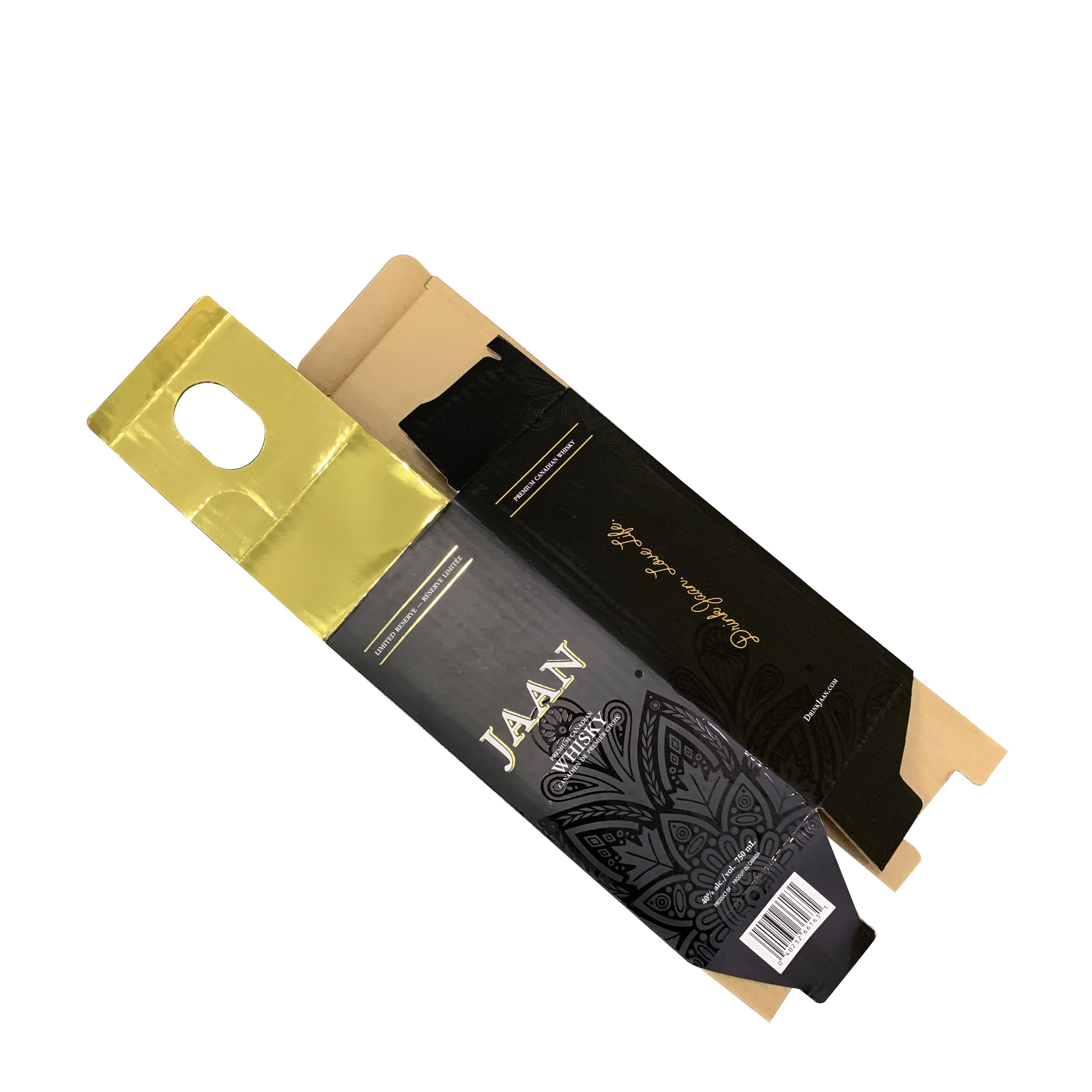 Wholesale custom printed matte black single bottle whiskey wine box packaging