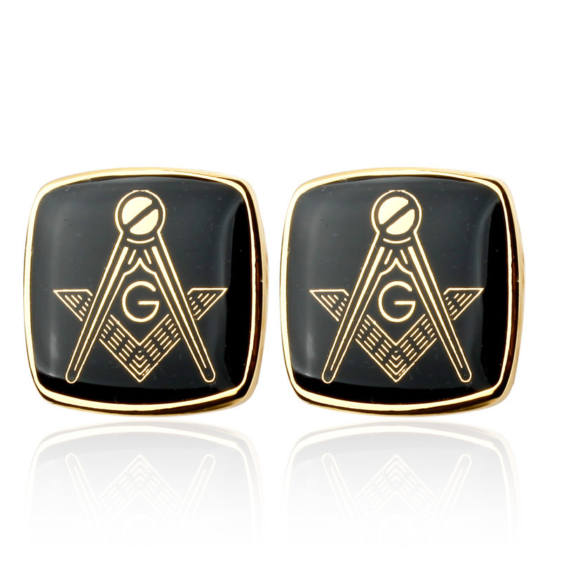 Черные запонки с символом AG, лазерная запонка, запонки Masonic Freemason для мужской рубашки