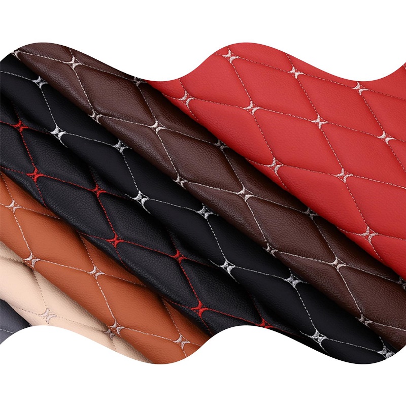 Abrasion Resistant diamond Quilted Sponge leather fabric Embroidery PVC synthetic leather