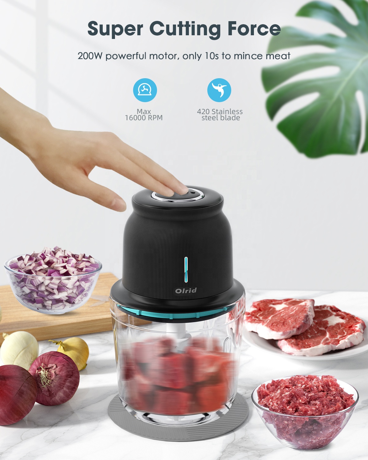 Manufacturer Direct Amazon Hot Olrid Multifunctional USB Chopper Rechargeable Mini Chopper