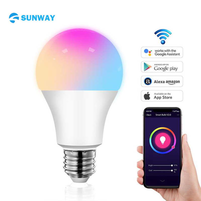 Оптовая продажа, RGB 9 Вт, ночное освещение, 2 года гарантии, Wi-Fi, умная Светодиодная лампа с регулируемой яркостью