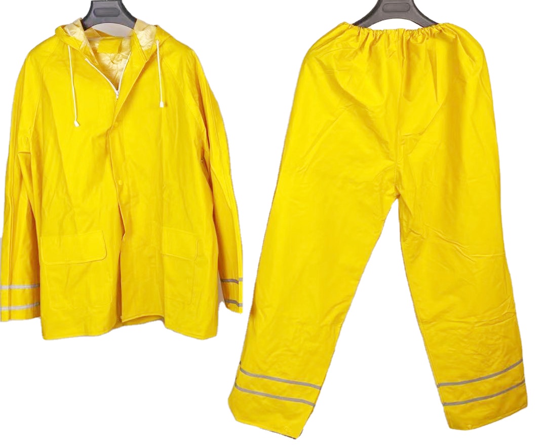 Yellow Pvc raincoat Waterproof Heavy Duty rain Coat Suit For Adults Mens Long Polyester Rainsuit For rain