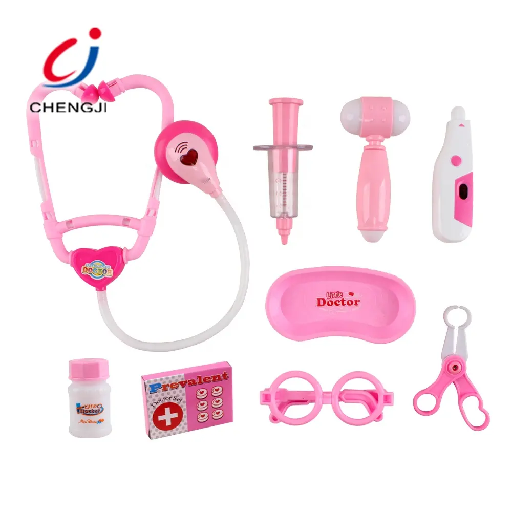Simulation pink girl plastic medical kit cosplay doctor toy play set kids