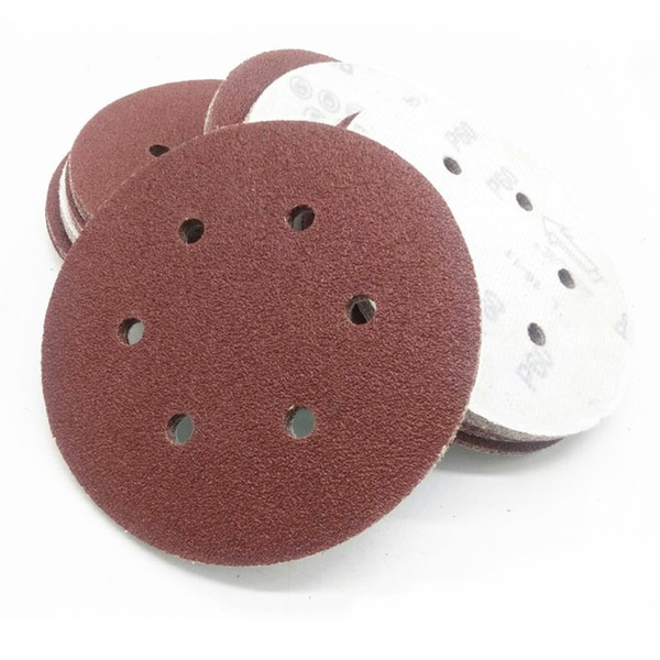 125mm brown red round abrasive sandpaper for car polishing with 5 holes sanding paper disc