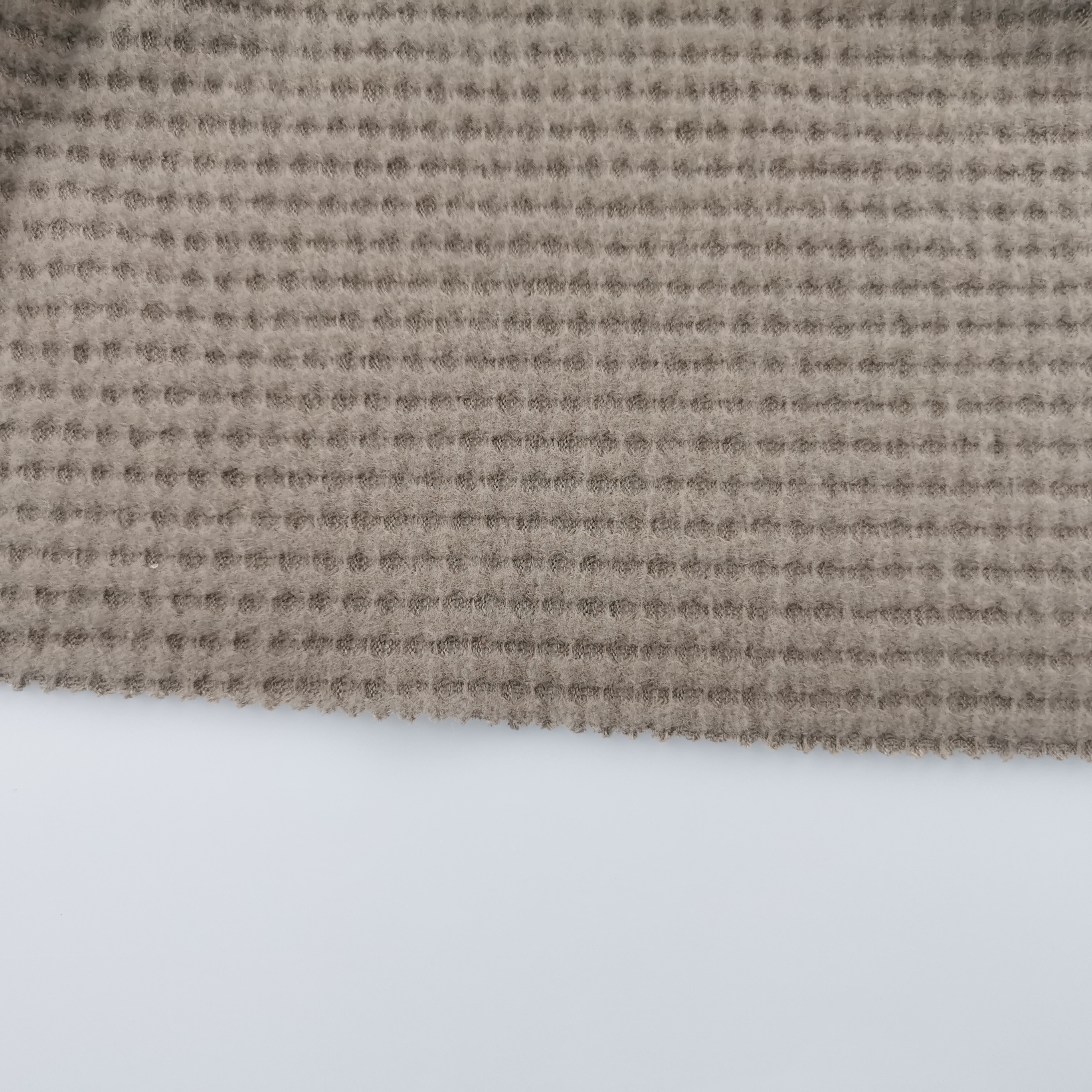 Cheap price solid color knit waffle hacci fabric fleece fabric polyester brushed fabric for sweater
