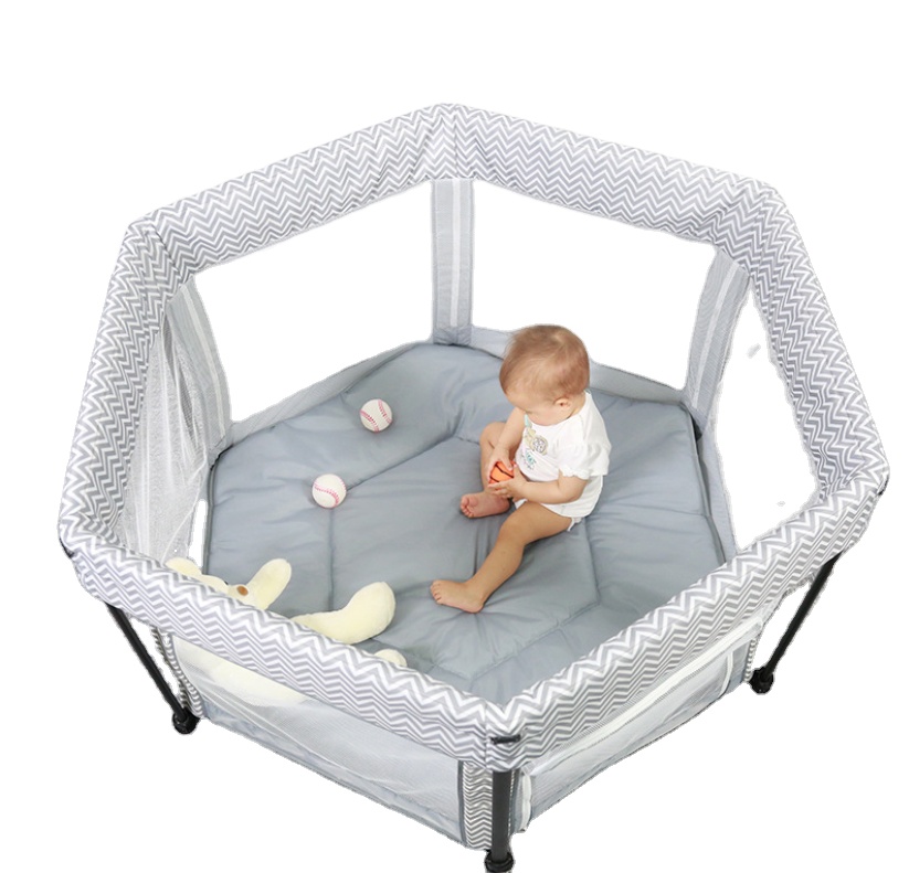 Manufacturer New Hexagon Folding Multi Functional Folding Crib Portable Game Baby Bed