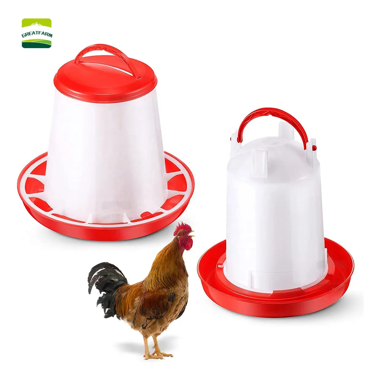 GREAT FARM Poultry Farm Equipment 1-15L Automatic Chicken Feeder Plastic Poultry Drinking and Feeding Container for Sale 100pcs