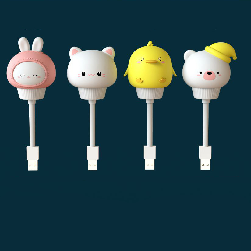 USB подключение милого медведя кролика датчик лампа ночник светодиодный с дистанционным автоматическим таймером