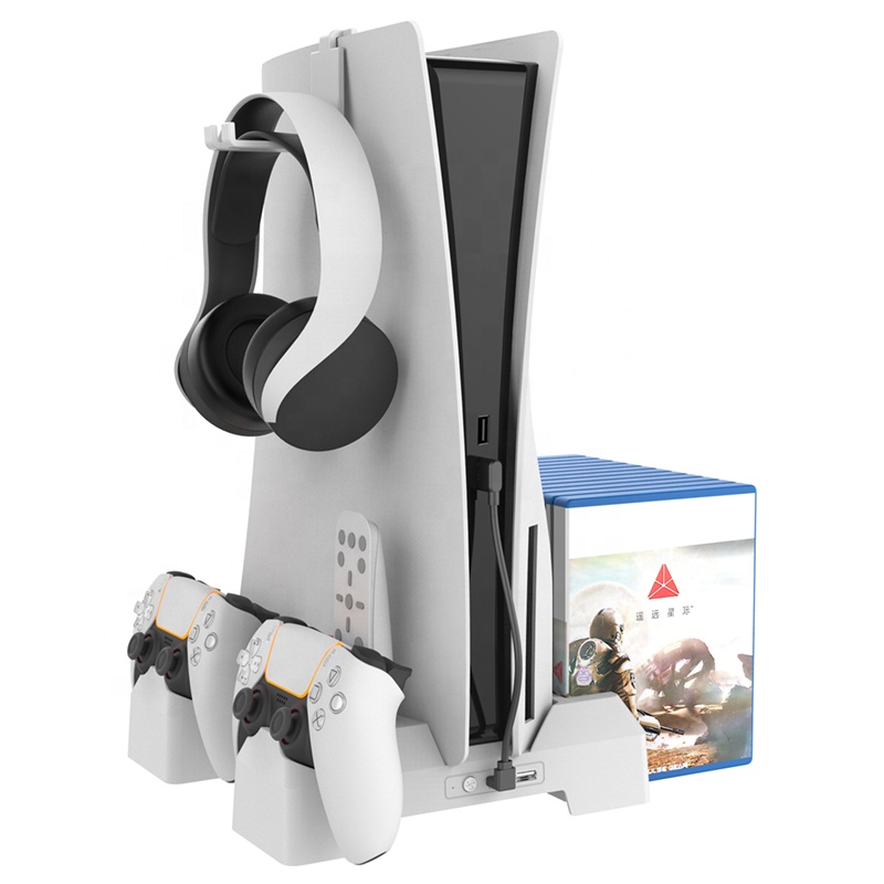 PS5 Multi-function Console Cooling Fan Controller Charger with 12 Game Slot Base Bracket for PS5/PS5 Digital Edition