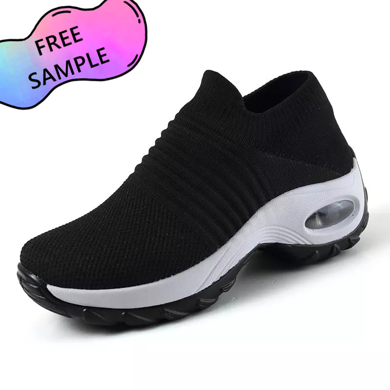 FREE SAMPLE 2021 Fashion Breathable Outdoor Mesh Women's Walking Sports Shoes Sock Sneakers For Ladies Casual Shoes