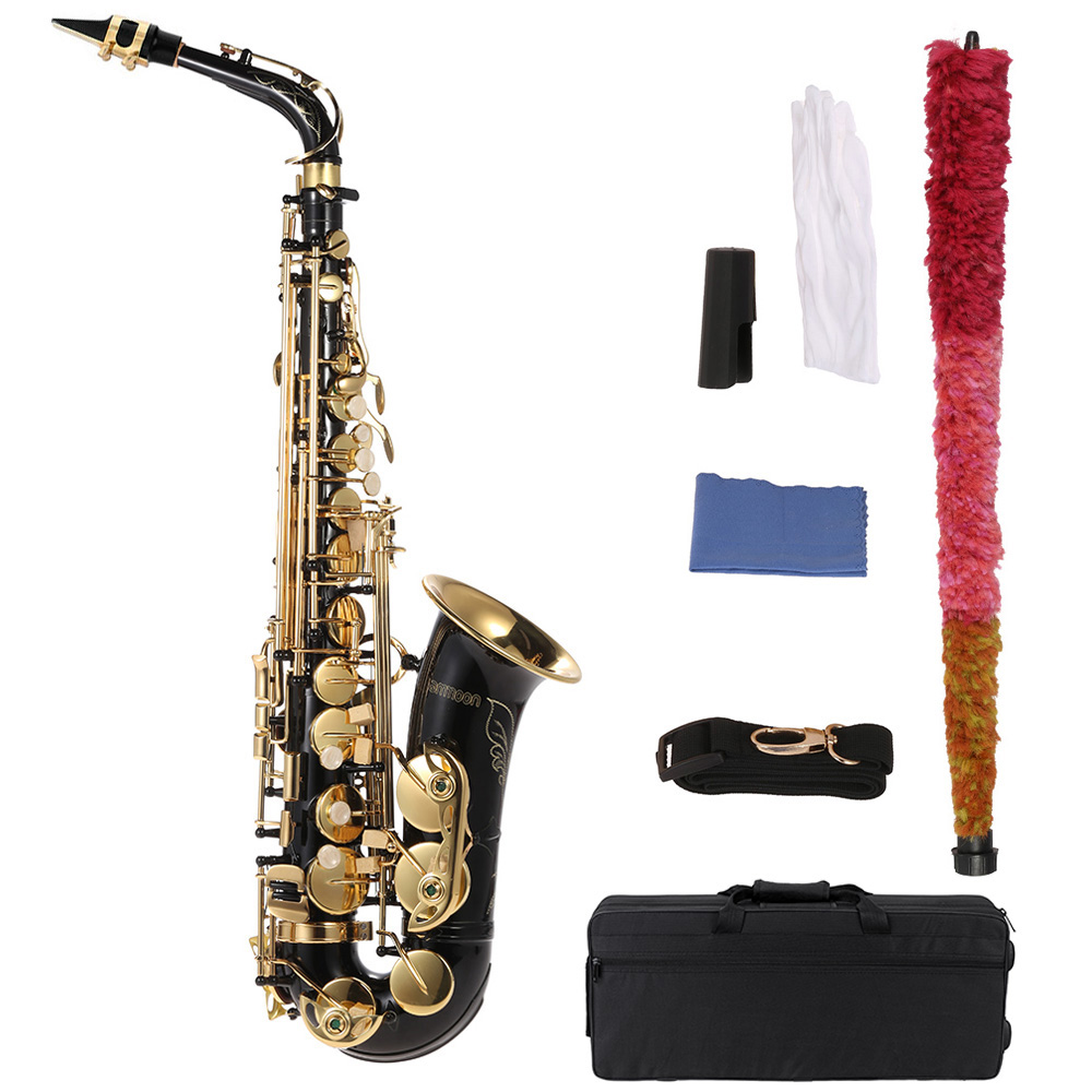 Альт-саксофон ammoon Eb, латунный лакированный Золотой E плоский Sax 82Z, тип ключа, древесный инструмент с чистящей кисточкой