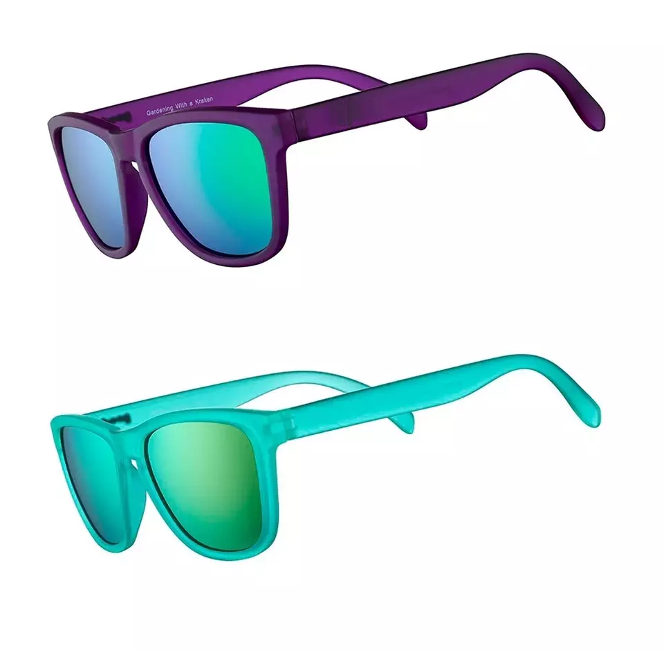 Customizable Unisex Polarized Cycling Sunglasses with Mirrored Lens in Fashion Blue, Black, and Red Frames