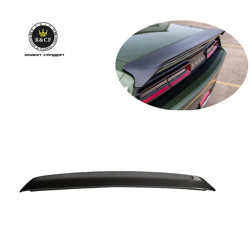For 2015-21 Dodge Challenger SRT Hellcat Red eye Style Carbon Fiber Rear Deck lid Spoiler w/Camera hole