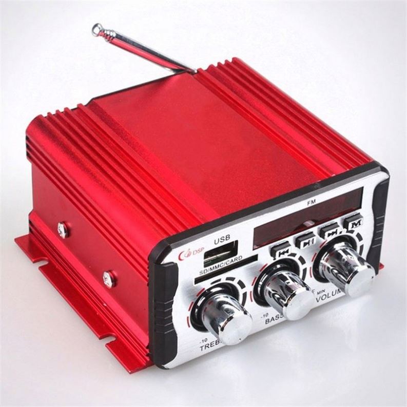 Автомобильный усилитель AMP 2CH 12V USB Hi-Fi Цифровой стерео усилитель для автомобиля/мотоцикла/лодки/MP3/MP4/CD со светодиодным дисплеем Super Bass MA-600