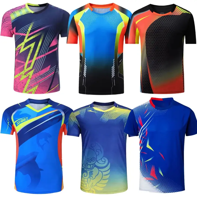 wholesale custom quick dry badminton wear table tennis shirts sports t-shirts polyester gym tennis shirts