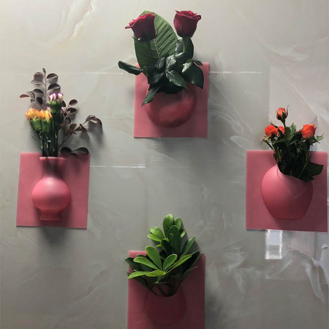 Transparent Silicone Flower Vase Hanging Plants on Wall Refrigerator Window Glass Self-Adhesive Vase Stick Creative Vase